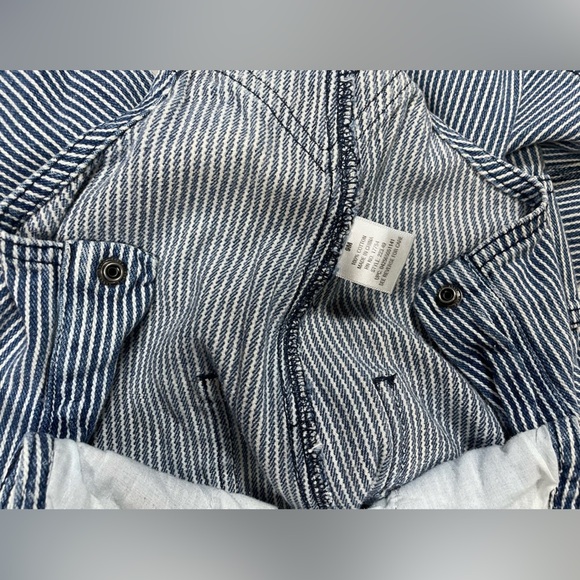 Lakin McKey by KEY Baby Overalls 9M Blue White Railroad Stripe Denim - Picture 9 of 13